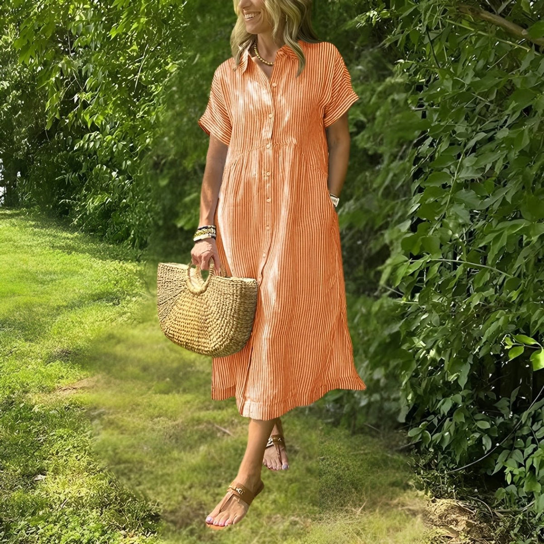 POPPY | FLATTERING STRIPED DRESS - La femme Toronto