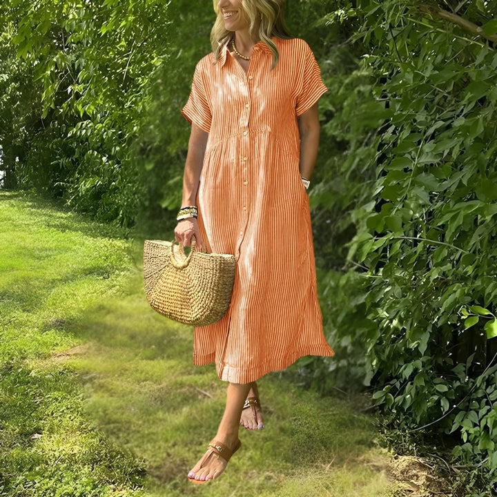 POPPY | FLATTERING STRIPED DRESS - La femme Toronto