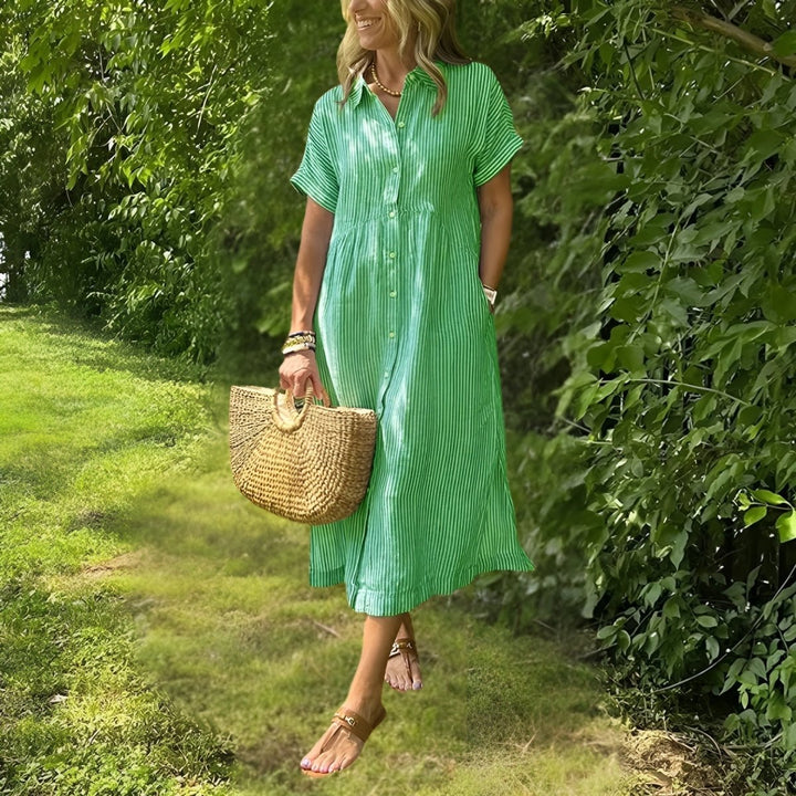 POPPY | FLATTERING STRIPED DRESS - La femme Toronto