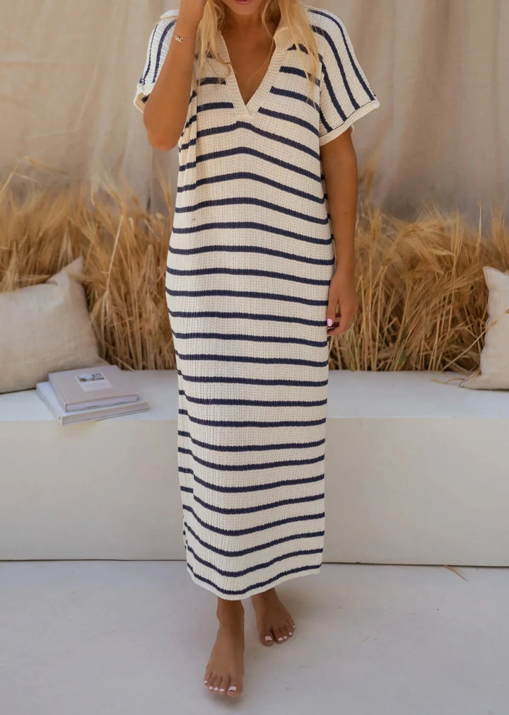 Ivy - Laid-Back Stripe Knit Dress - La femme Toronto