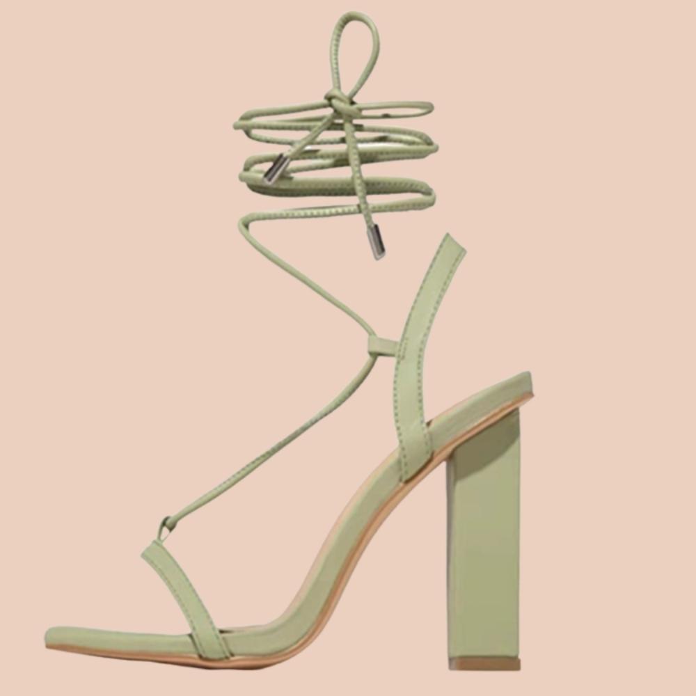 Nina | Sandale sa vezivanjem i debelom petom