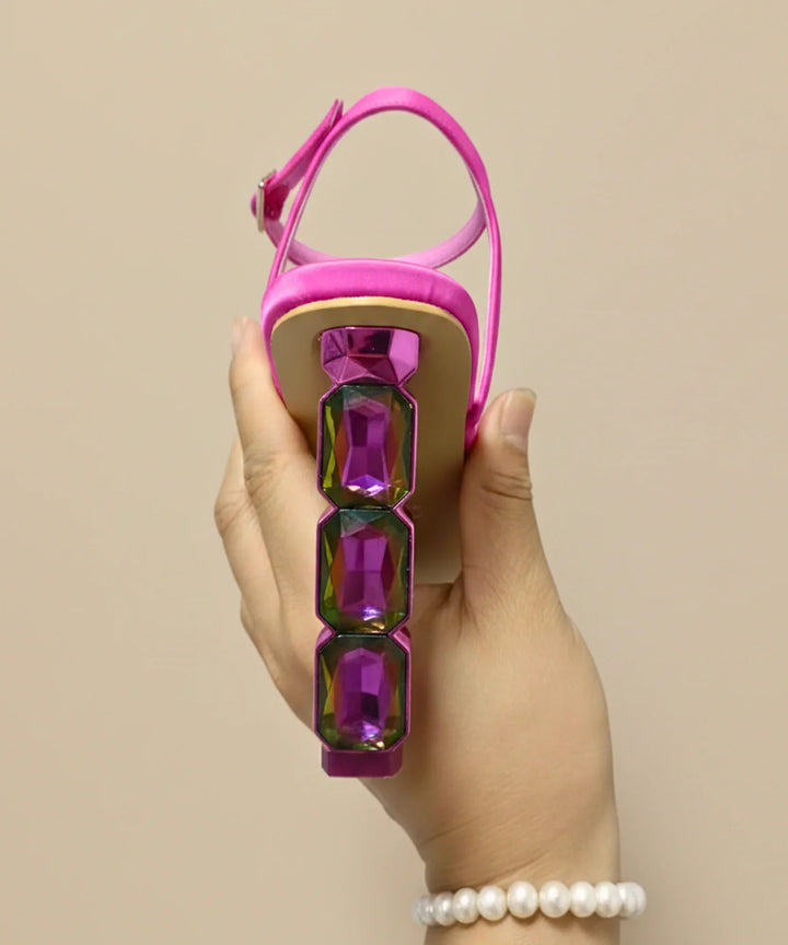 Danijela | Transparentne sandale sa debelom petom i ukrasnim perlama