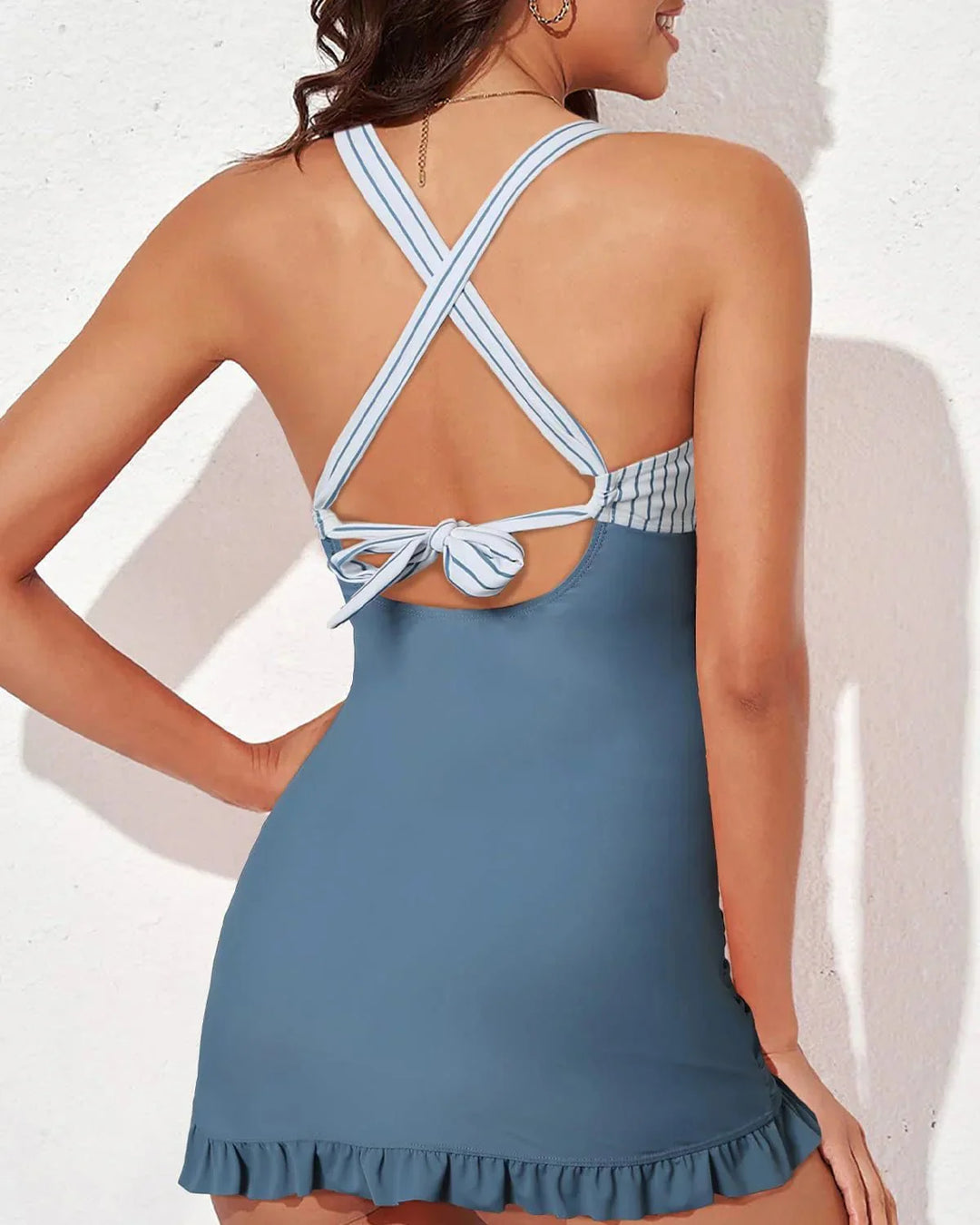Swimdress – Shaping Swimsuit with Ruffles and Skirt Detail - La femme Toronto