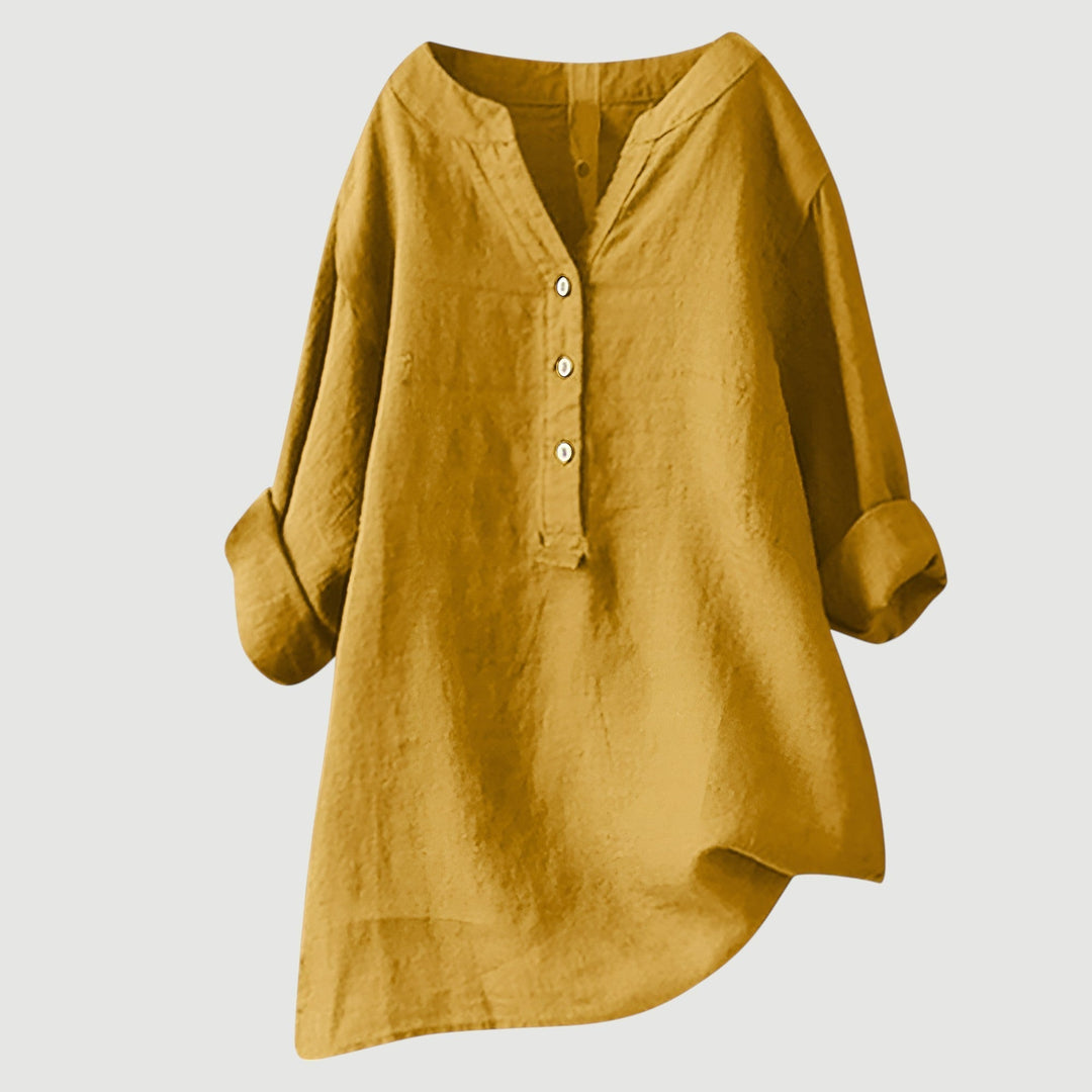 Freja™ – Lightweight and Comfortable Linen Shirt with Buttons - La femme Toronto