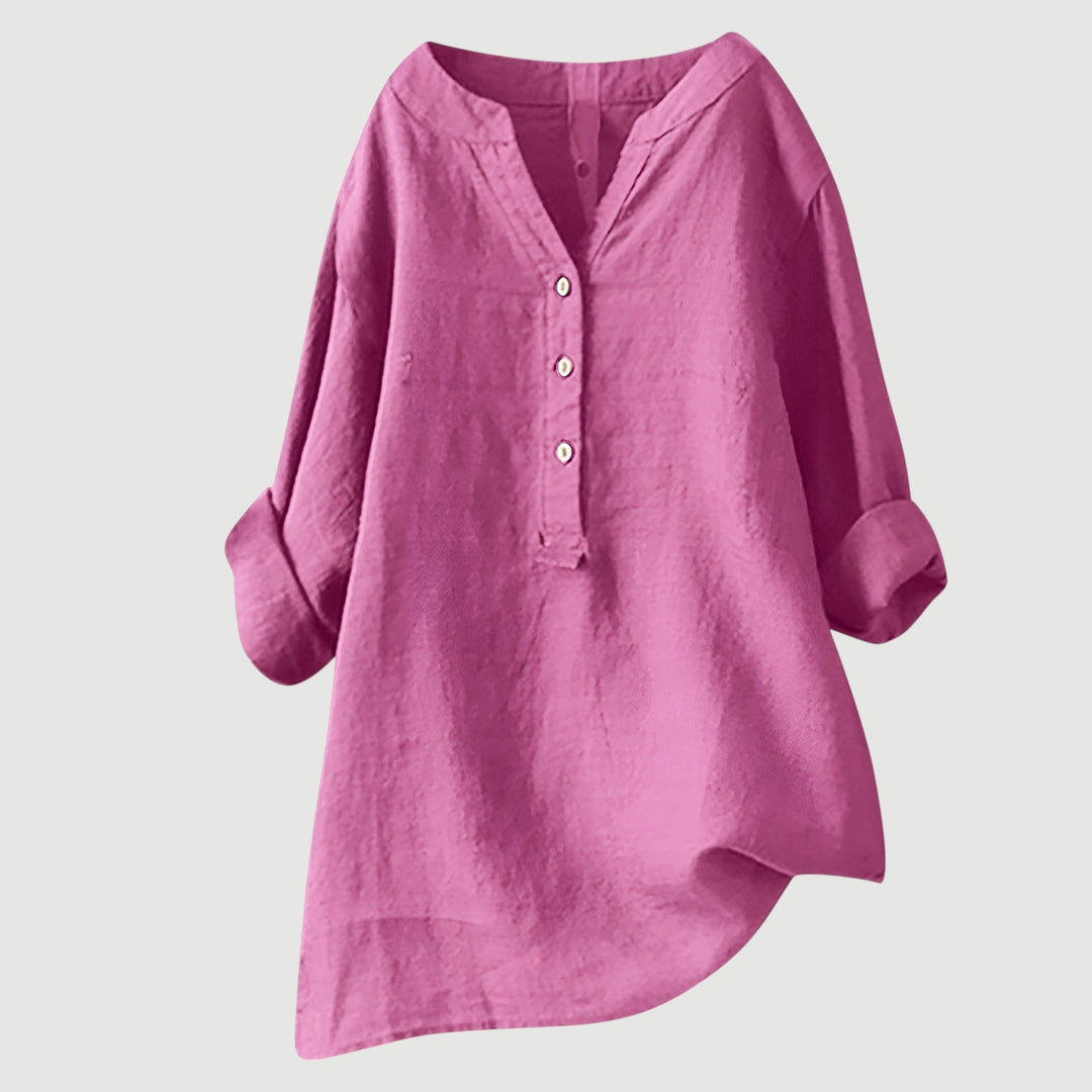 Freja™ – Lightweight and Comfortable Linen Shirt with Buttons - La femme Toronto