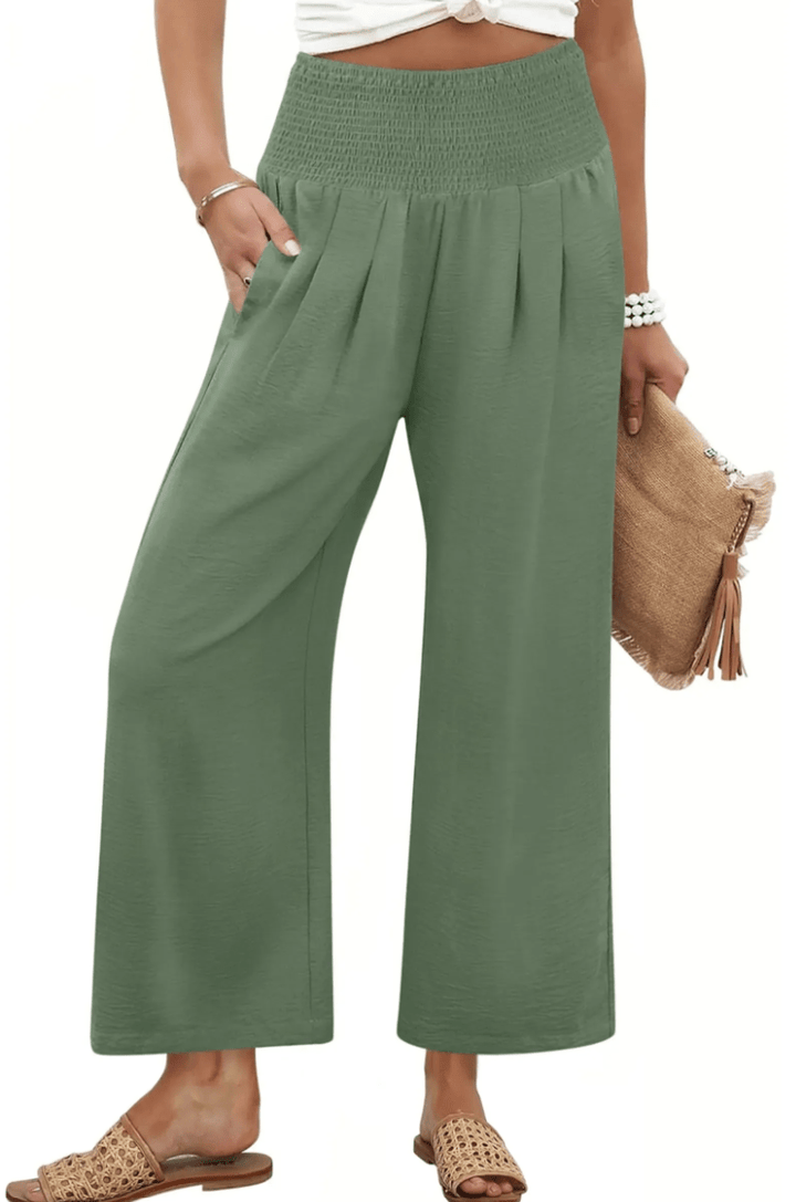 Women's Smocked Waist Wide Leg Palazzo Pants - La femme Toronto