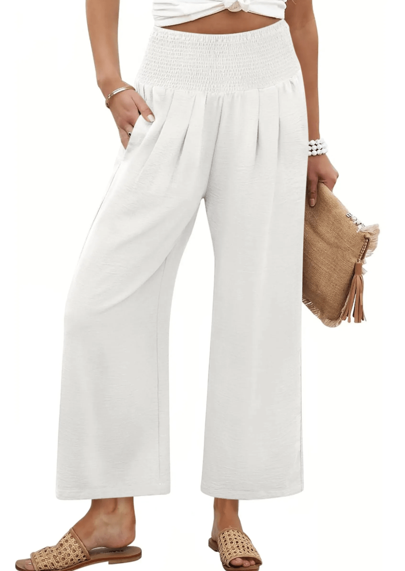 Women's Smocked Waist Wide Leg Palazzo Pants - La femme Toronto