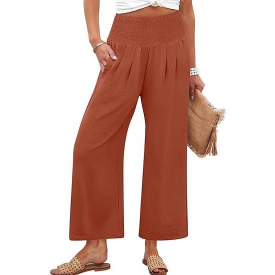 Women's Smocked Waist Wide Leg Palazzo Pants - La femme Toronto
