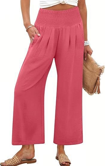 Women's Smocked Waist Wide Leg Palazzo Pants - La femme Toronto