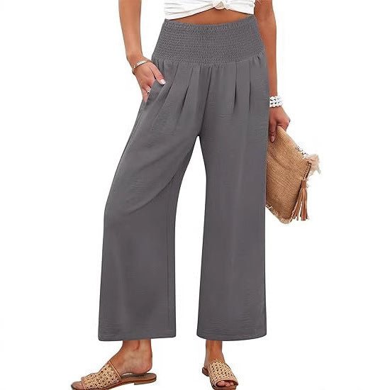 Women's Smocked Waist Wide Leg Palazzo Pants - La femme Toronto