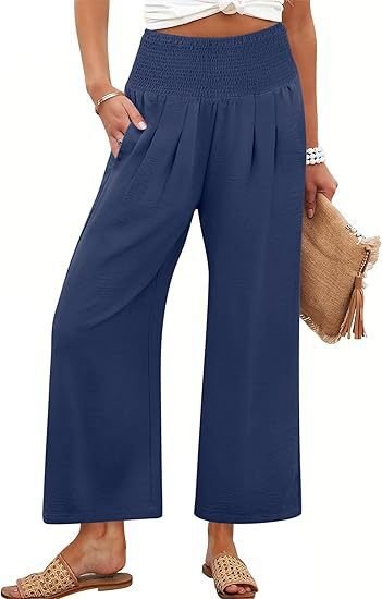 Women's Smocked Waist Wide Leg Palazzo Pants - La femme Toronto