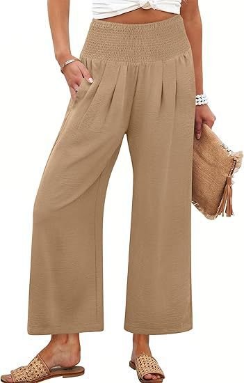 Women's Smocked Waist Wide Leg Palazzo Pants - La femme Toronto
